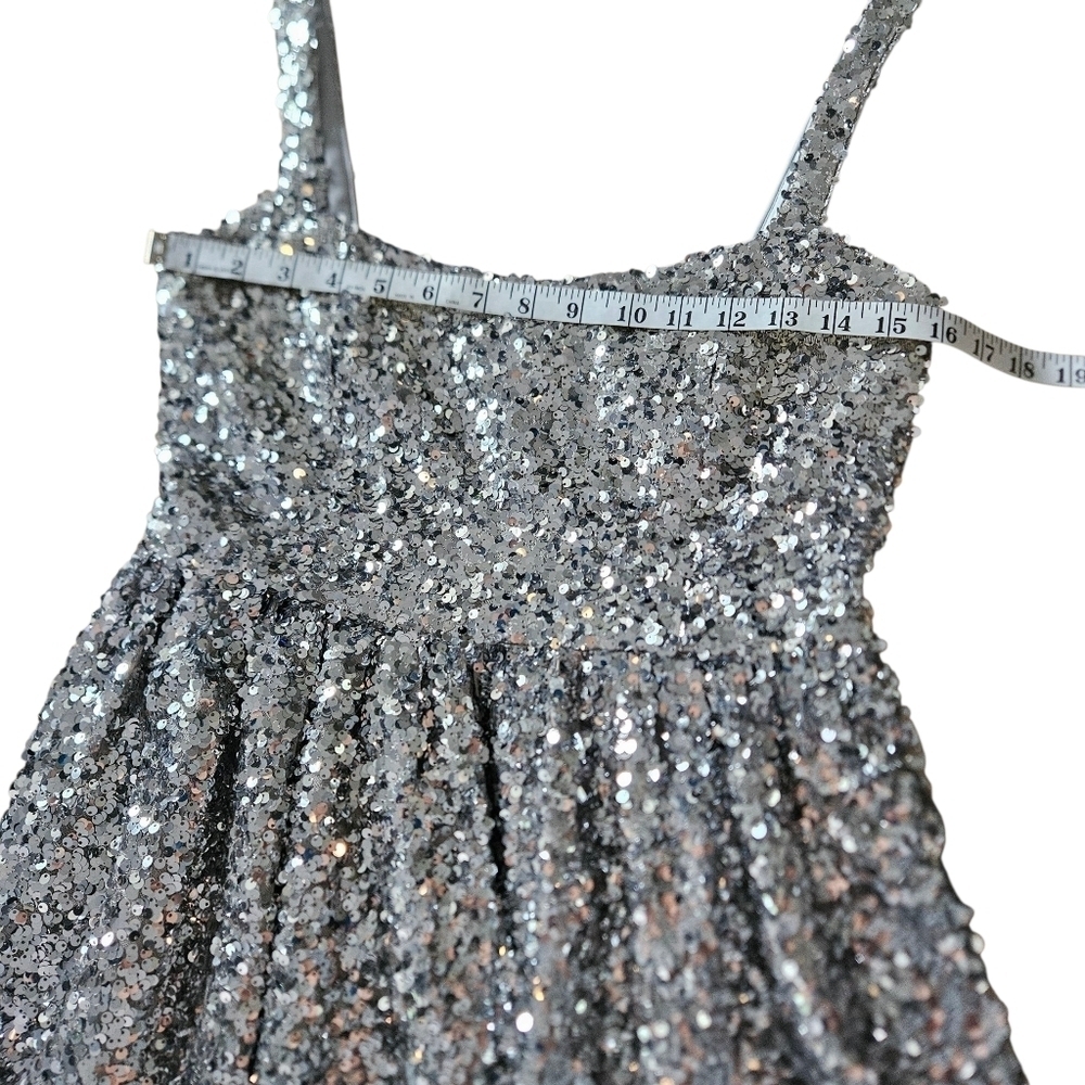 Sachin + Babi Quinn Silver Metallic Sequins Mini Dress 4 Party Glittery Shimmery - Picture 16 of 16